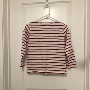 Red and white striped shirt, size 10 youth.